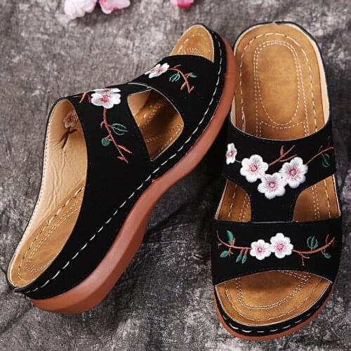 Newly Womens Orthopedic Bloom Shoes Open Toe Sandals Ladies Platform Slippers Summer Beach Rubber Soft Sole