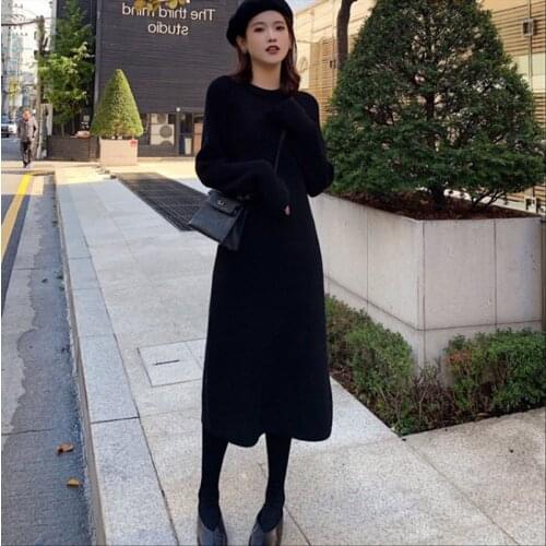 Womens Long Sweater Dresses Loose Knit Long Dress Flare Sleeve Party Dress Plus Size