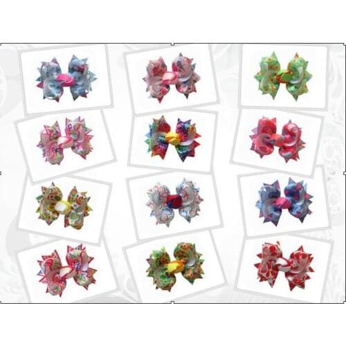 Hand Customize Hair Accessories Free Shipping 12pcs 3.5 Inch girls hairbows,Children accessoriesgrosgrain ribbon bows With Clip