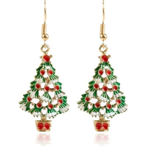 2021 Earrings Zinc Alloy 1Pair Christmas Tree Earring Women Metal Chain Tassel Long Statement Drop Earrings For Women Jewelry
