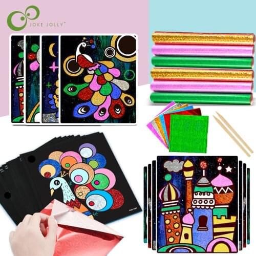9pcs-20pcs Childrens DIY Shining Magic Transfer Colorful sticker Transfer Painting Crafts for Kids Arts Crafts Toys Gift ZXH