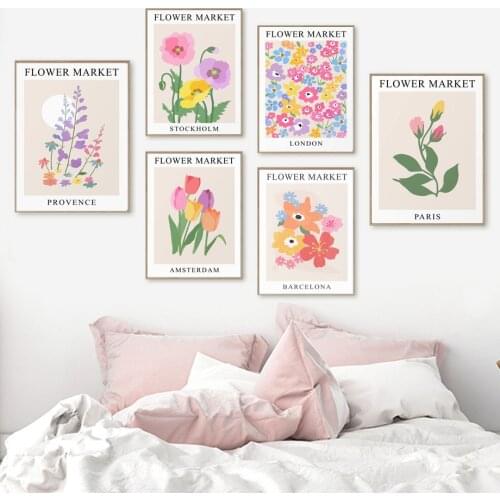 Abstract Flower Market Plant Watercolor Wall Art Canvas Painting Nordic Posters And Prints Wall Pictures For Living Room Decor