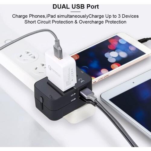 Charger Adapter For Samsung Fast Charging Adapter Universal 3 USB Type-C Portable Travel Converter For EU/US/UK/AU Plug
