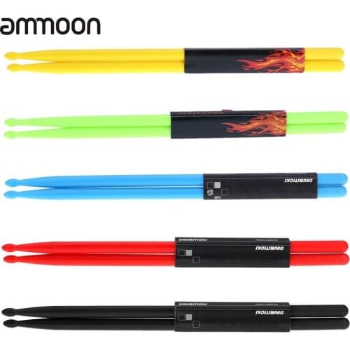 Drum Accessories 5A Drumsticks Drum Sticks Nylon Material Lightweight Design for Drum Set 5 Colors for Choosing