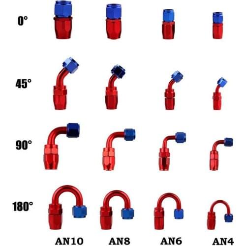 AN4/AN6/AN8/AN10 Straight 0°/45°/90°/180° Degree Aluminum Swivel Hose End Fitting Adapter Oil Fuel Line NPT Plug