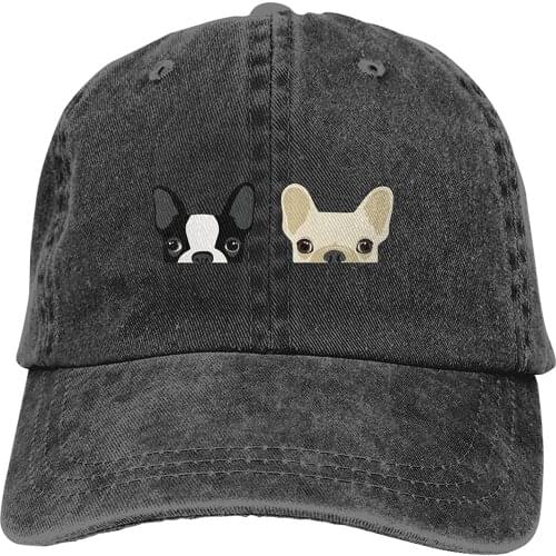 Boston Terrier And French Bulldog Friends Unisex Adjustable Cotton Baseball Hat Cowboy Cap Dad Hats Denim Trucker Hat