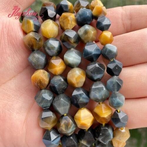 Natural Tigers Eye mixcolor Faceted Square Stone Beads 8/10mm For DIY Necklace Bracelet Jewelry Making Strand 15" Free Shipping