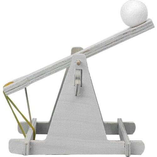 Children Scientific Experiment DIY Assembly Wooden Trebuchet Toy Model Wooden Emission Kits Small Physical Invention Toy