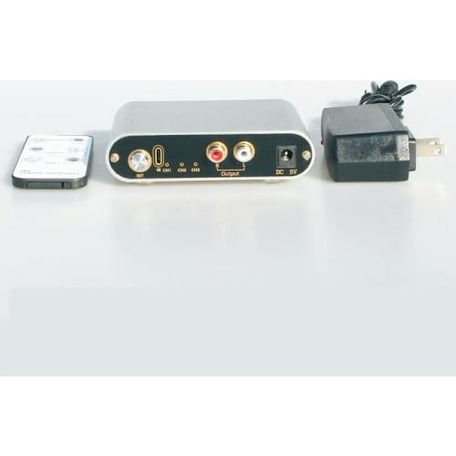 Two Way 1 to 3/3 to 1 RCA Audio Input output Signal Selector Remote Switch Source Switcher For Amplifier