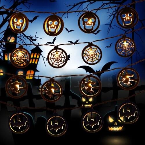 Halloween String Light 20 Bulbs Hanging Bat/skull/witch/spider Net Pendant Decor String Trick Or Treat Party Supplies Гирлянда