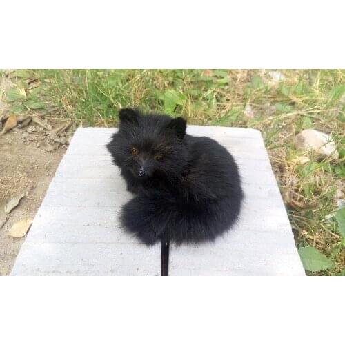 Simulation fox 13x12cm model toy,polyethylene&furs black fox toy,home decoration,Xmas gift 0476