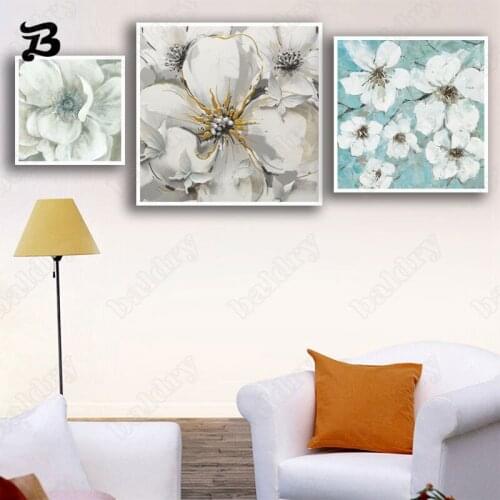 Canvas Painting Flowers Print Poster White Bloom Peony Oil Canvas Posters Elegant Home Decoration for Living Room Bedroom Decor