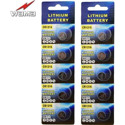 10x Wama Genuine CR1216 Button Cell Batteries ECR1216 KCR1216 Coin Battery 3V Lithium Business Car Remote Control Key Electronic