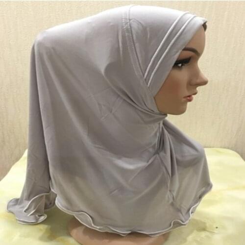 H030 beautiful big gilrs or adult muslim hijab with two lines plain islamic scarf shawl headscarf hat armia pull on wrap