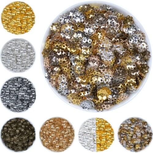 Multiple Size Approx 300pcs Rhodium/Gold/Bronze Metal Beads Caps Components For Jewelry Making DIY Bracelet Jewelry Findings