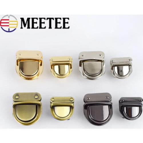 Meetee 2pcs 25X25mm/31X37mm Metal Lock Clasps Snap Locks Buckles Purse Clasp Closure Buckle DIY Bags Hardware Accessories BF137
