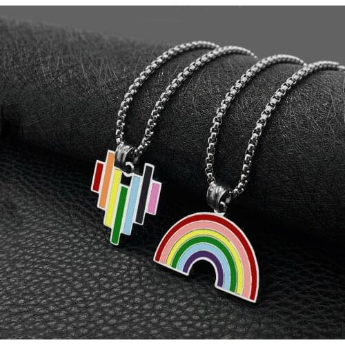 Fashion rainbow necklace male hip-hop girl street simple couple pendant accessory hot sale