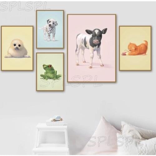 Cartoon Animals Poster Cat Frog Dalmatian Canvas Painting Nordic Decoration Home Print Picture Wall Art Pictures for Living Room