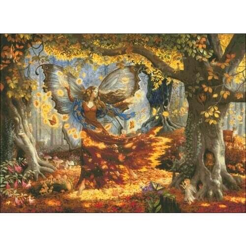 Autumn Fairy Top Quality Scenery Big Picture Embroidery Needlework 14CT Unprinted Cross Stitch Kits DIY Art Handmade Home Decor
