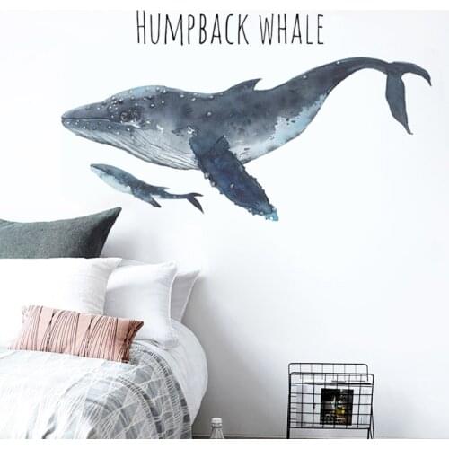 Humpback Whale Wall Stickers for Kids room Living room Decoration Removable Vinyl Wall Decals Animals Wall Mural Home Decor