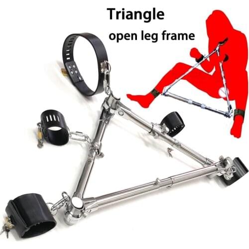 Stainless Steel Open Leg Spreader Bar Handcuffs Ankle Cuffs Slave Restraints Collar Adult Fetish Bondage Sex Toys For Men Women