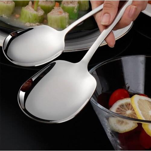 Thicken Kitchen Dinner Dish Soup Rice Western Restaurant Bar Public Spoon Large Stainless Steel Round Head Buffet Serving Spoon