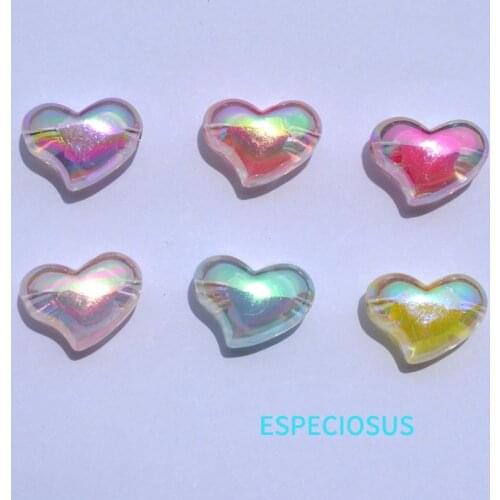 DIY Jewelry Accessory Glittering Transparent Acrylic Beads 21MM Heart Beads With Multi Color Plated Necklace Handmake Department
