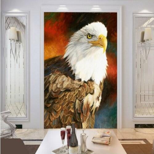 Drop Shipping Custom Photo Wallpaper Wonderful Eagle Oil Painting Entrance Background Murals Living Room Decorative Wallpaper