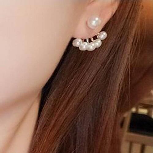 Pearl Earrings Super Fairy Rear Hanging Stud Earrings For Women Earing Fresh Earings Jewelry Gold Silver Color Earring A2810