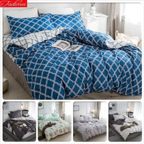 Blue White AB Side Duvet Cover Soft Cotton Bedding Set Kids Child Bed Linens Single Twin Queen King Size 1.35m 1.5m 1.8m 180x220