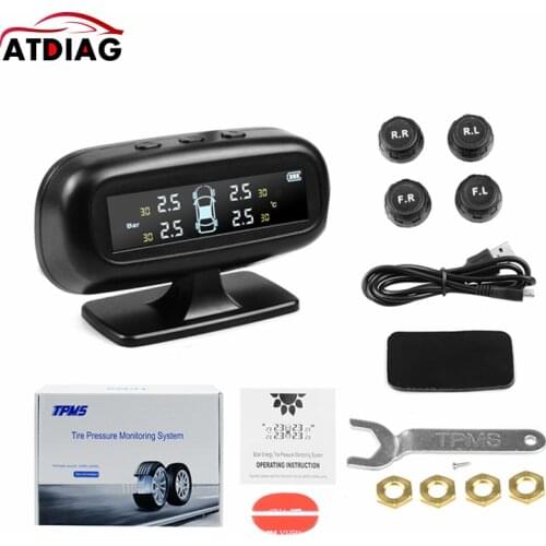 Professional Solar TPMS Car Tire Pressure Alarm Monitor System Display 4 External Sensors Temperature Warning Fuel Save