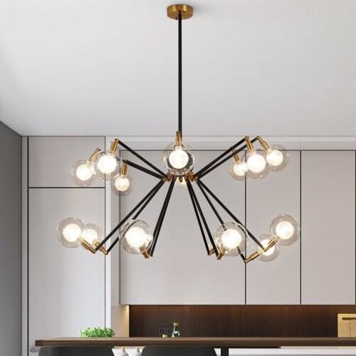 Nordic Iron Spider Chandelier Lighting Post-modern Simple Glass Branch lampadari Living Room Bedroom Magic Bean Lustre