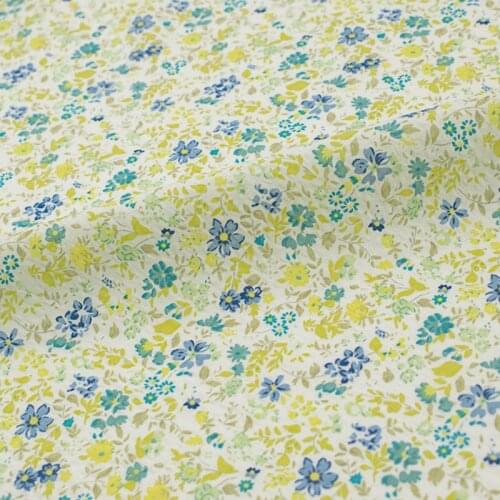 Salt shrinkable yellow floral foam cotton fabric for dress tissus au mètre telas algodon estampadas ткань для шитья sewing DIY