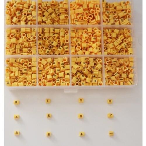 Freeshipping 0.5 0.75 1.0 1.5 2.5 4.0 6.0 10.0 16 25 35mm2 yellow cable marker plum tubing 0-9 + -different number kits