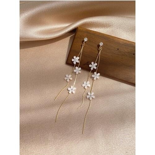 Elegant Daisy Flowers Long Earrings For Women 2020 New Petal Fashion Jewelry Cute Birthday Gifts
