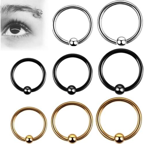 1Pc 8/10/12mmStainless Steel Ball Open Nose Rings Hoop Lip Helix Ear Tragus Cartilalge Piercing Ring Body Jewelry Earrings