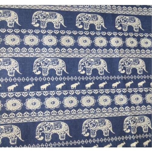 150cm X 50 cm Auspicious elephant pattern cloth cotton linen printed fabric for tablecloth and curtains/cushions/sofa sets