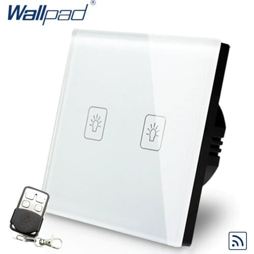2 Gang Dimmer Remote Control Touch Switch Wallpad Luxury White Crystal Glass Wall Switch With Remote Controller 433.92 MHz