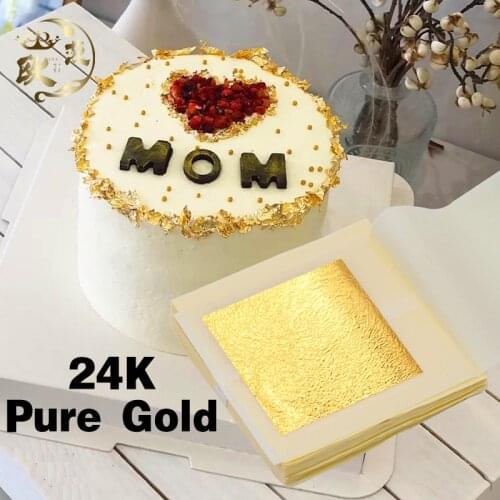 24K Edible Gold Foil Pure Gold Leaf Gilding Paper Cake Decoration Arts Crafts Gold Steak 99.9%Gold Paper 24K Gold Foil Sheets