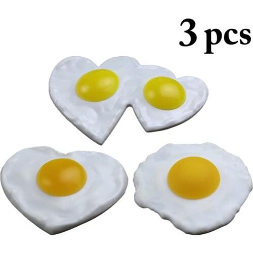 3PCS Artificial Food Simulated Heart Fried Egg Food Display Model Prank Prop