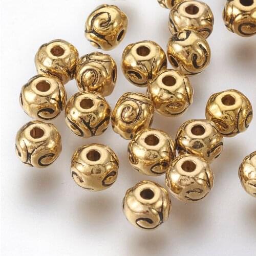 50pcs Antique Golden Tibetan Silver Alloy Round Beads 5.5mm for jewelry making DIY bracelet necklace accessories