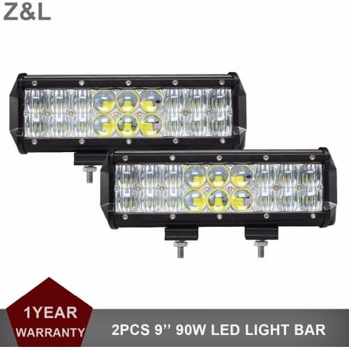 90W 9INCH Offroad LED Work Light Bar 12V 24V Car Pickup Auto Truck Boat Tractor ATV AWD 4X4 4WD Trailer SUV White Exterior Lamp