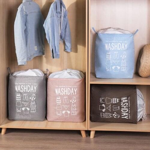 Large Capacity Laudry Basket Foldable Toy Storage Bucket Picnic Dirty Clothes Bag Canvas Organizer With Drawstring