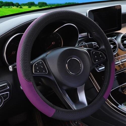 Fashion Universal 37-38CM Anti-Slip Car Steering Wheel Cover Breathable PU Leather Auto Steering Case Cover Interior Decoration