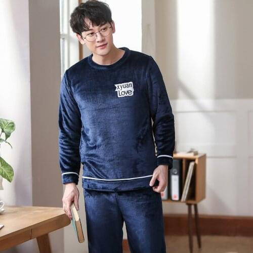 Plus Size Flannel Pyjamas Mens Thicken Warm Soft Sleepwear Pijamas Hombre Long Sleeve Casual Men Homewear Pajamas Sets For Male