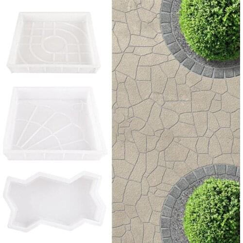 White Garden Pavement Molds Plastic Walking Pavement Concrete Mould DIY Manually Paving Cement Brick Stone Road