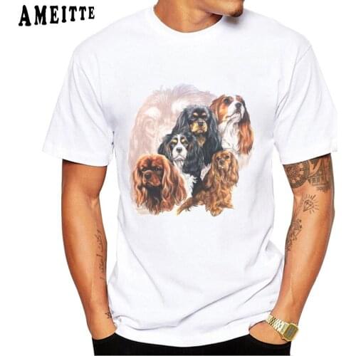 AMEITTE Fashion Men T-Shirt Cavalier King Charles Spaniel Print T-Shirt Boy Casual Tops Funny Dog Lover Tees Man Short Sleeve