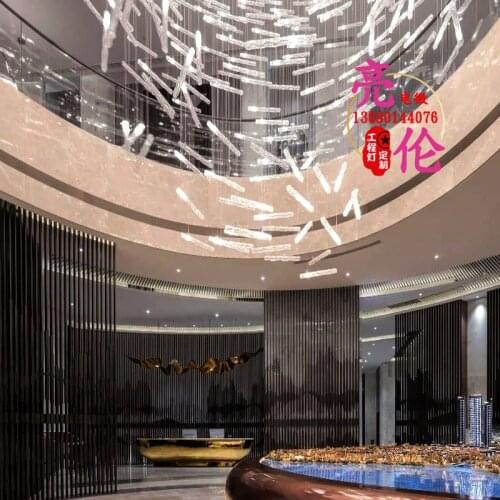 Custom engineering lamp hotel lobby chandelier hall crystal lamp villa living room lamp sales department sand table lamp