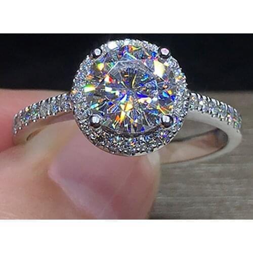 18K Au750 White Gold Women Wedding Party Engagement Ring 1 2 3 4 5 Carat Round Moissanite Diamond Ring Crown Trendy Classic Gift