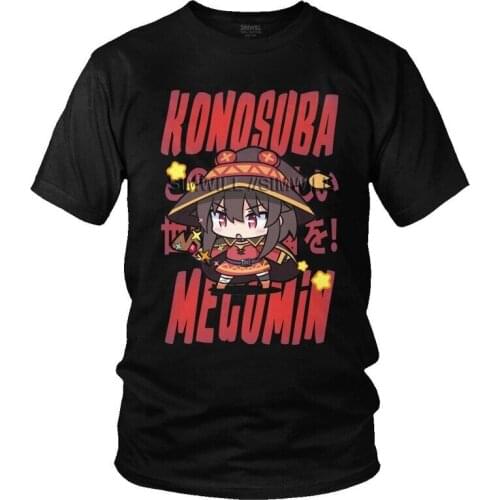 Konosuba Megumin Tshirt Men Fashion Tee Tops Cotton T Shirts Short Sleeve Kono Subarashii T-shirt Gift Idea Merch